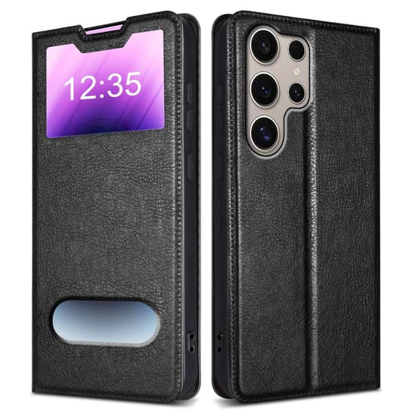 Samsung Galaxy S24 ULTRA Skal Plånboksfodral Fodral Case med magnetisk stängning, ståfunktion och 2 visningsfönster