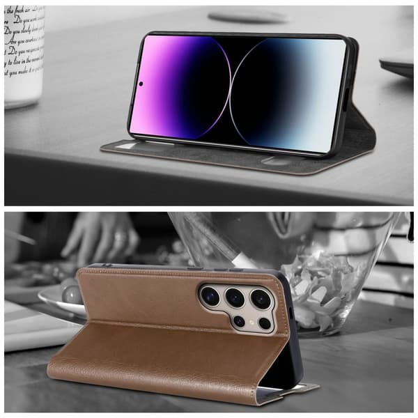 Samsung Galaxy S24 ULTRA Skal Plånboksfodral Fodral Case med magnetisk stängning, ståfunktion och 2 visningsfönster