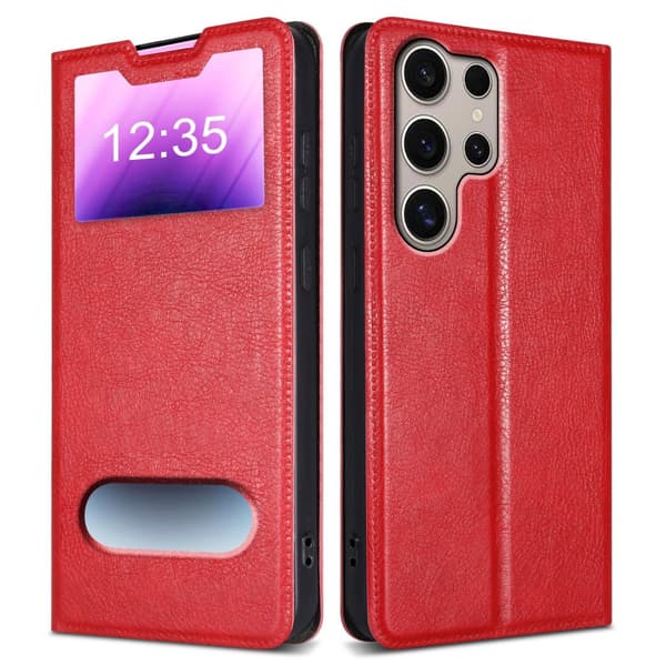 Samsung Galaxy S24 ULTRA Skal Plånboksfodral Fodral Case med magnetisk stängning, ståfunktion och 2 visningsfönster