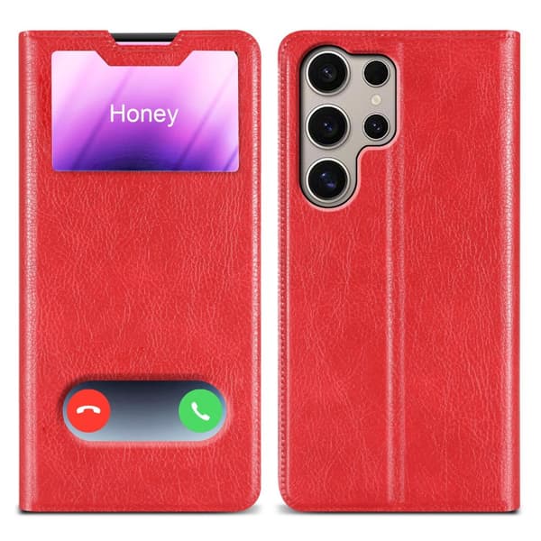 Samsung Galaxy S24 ULTRA Skal Plånboksfodral Fodral Case med magnetisk stängning, ståfunktion och 2 visningsfönster