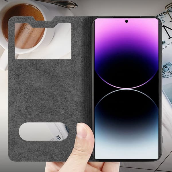 Deksel til Samsung Galaxy S24 ULTRA Lommebokdeksel med magnetisk lukking, stativfunksjon og 2 visningsvinduer