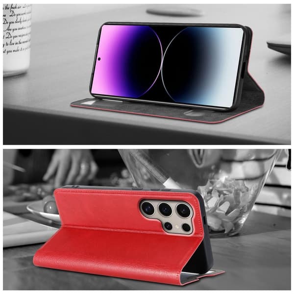 Deksel til Samsung Galaxy S24 ULTRA Lommebokdeksel med magnetisk lukking, stativfunksjon og 2 visningsvinduer