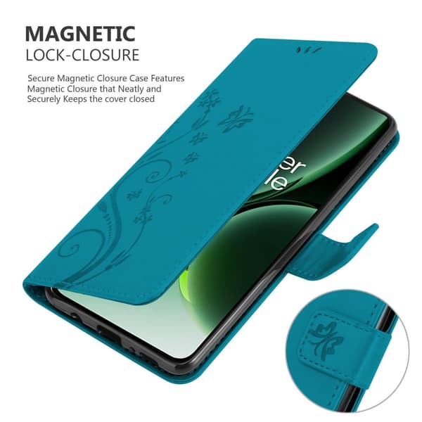 Deksel til OnePlus Nord 3 5G Lommebokdeksel i blomster design med magnetisk lukking, stativfunksjon og kortplasser