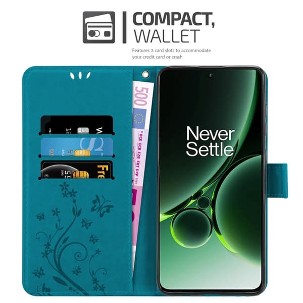 Deksel til OnePlus Nord 3 5G Lommebokdeksel i blomster design med magnetisk lukking, stativfunksjon og kortplasser