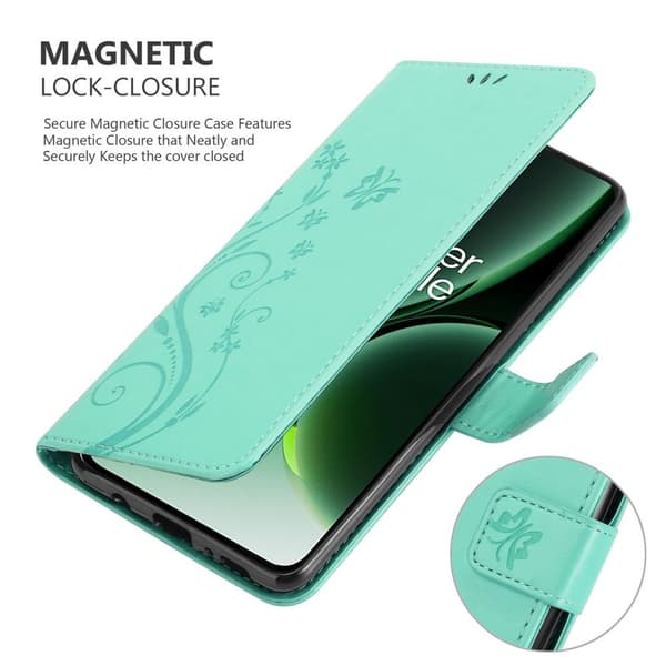 Deksel til OnePlus Nord 3 5G Lommebokdeksel i blomster design med magnetisk lukking, stativfunksjon og kortplasser