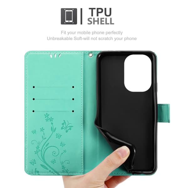Deksel til OnePlus Nord 3 5G Lommebokdeksel i blomster design med magnetisk lukking, stativfunksjon og kortplasser
