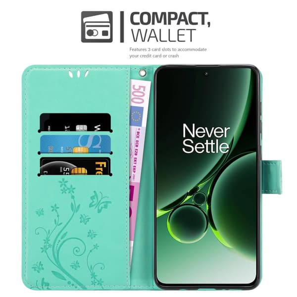 Deksel til OnePlus Nord 3 5G Lommebokdeksel i blomster design med magnetisk lukking, stativfunksjon og kortplasser
