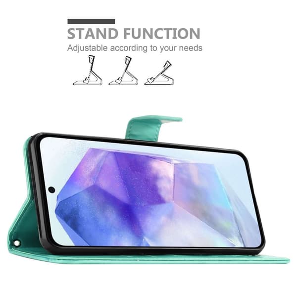 Samsung Galaxy A55 Skal Fodral i blomdesign Mobilskydd Case Cover med magnetisk stängning, ståfunktion och kortplatser