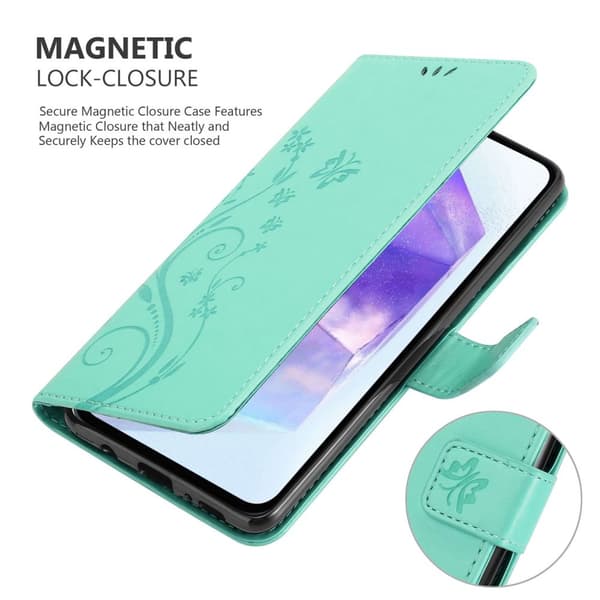 Samsung Galaxy A55 Skal Fodral i blomdesign Mobilskydd Case Cover med magnetisk stängning, ståfunktion och kortplatser