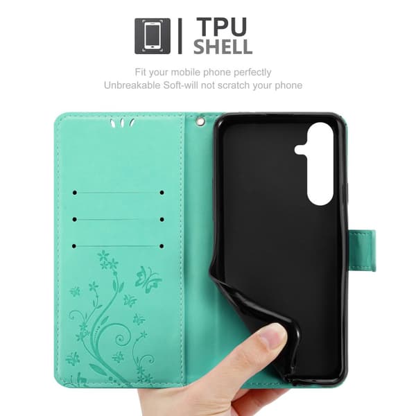 Samsung Galaxy A55 Skal Fodral i blomdesign Mobilskydd Case Cover med magnetisk stängning, ståfunktion och kortplatser