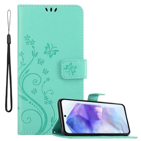 Samsung Galaxy A55 Skal Fodral i blomdesign Mobilskydd Case Cover med magnetisk stängning, ståfunktion och kortplatser