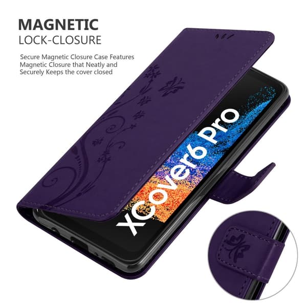 Samsung Xcover 6 Pro Skal Fodral i blomdesign Mobilskydd Case Cover med magnetisk stängning, ståfunktion och kortplatser