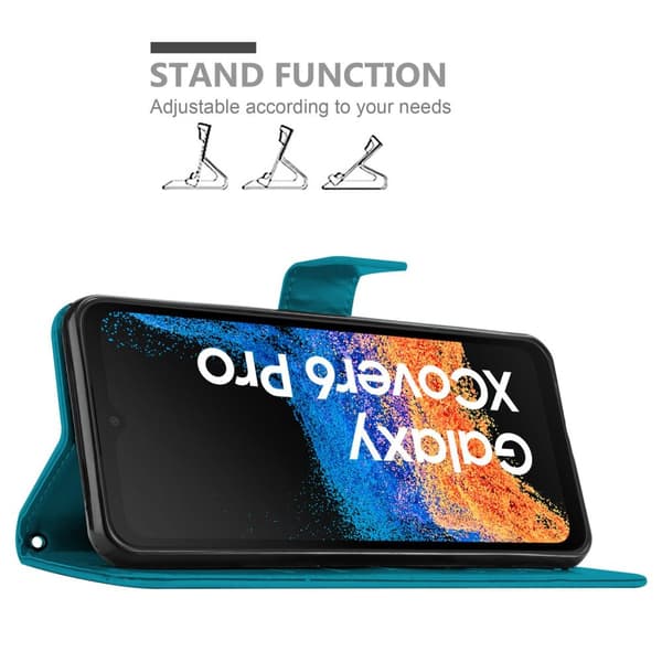 Samsung Xcover 6 Pro Skal Fodral i blomdesign Mobilskydd Case Cover med magnetisk stängning, ståfunktion och kortplatser