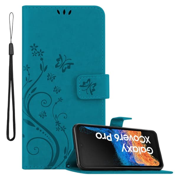Samsung Xcover 6 Pro Skal Fodral i blomdesign Mobilskydd Case Cover med magnetisk stängning, ståfunktion och kortplatser