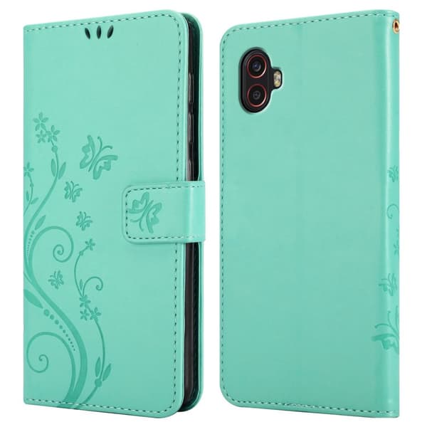 Samsung Xcover 6 Pro Skal Fodral i blomdesign Mobilskydd Case Cover med magnetisk stängning, ståfunktion och kortplatser