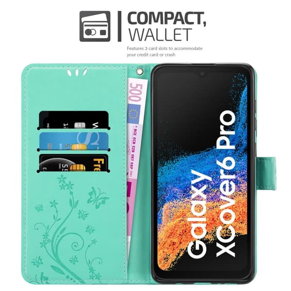 Samsung Xcover 6 Pro Skal Fodral i blomdesign Mobilskydd Case Cover med magnetisk stängning, ståfunktion och kortplatser