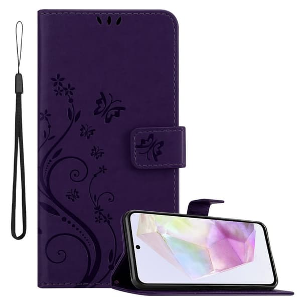 Deksel til Samsung Galaxy A35 Lommebokdeksel i blomster design med magnetisk lukking, stativfunksjon og kortplasser