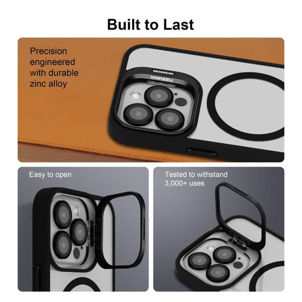 iPhone 14 PRO MAX Deksel kompatibel med MagSafe og stativfunksjon inkl. beskyttelse av kameralinsen case cover