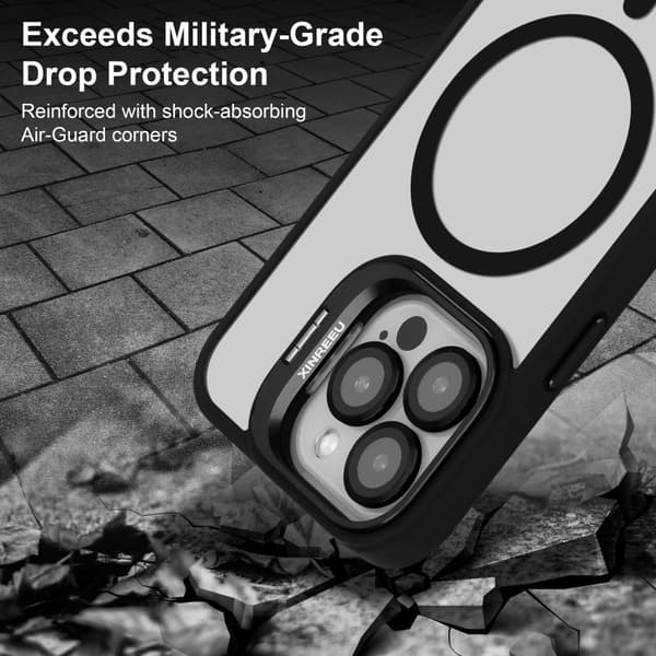 iPhone 14 PRO MAX Deksel kompatibel med MagSafe og stativfunksjon inkl. beskyttelse av kameralinsen case cover