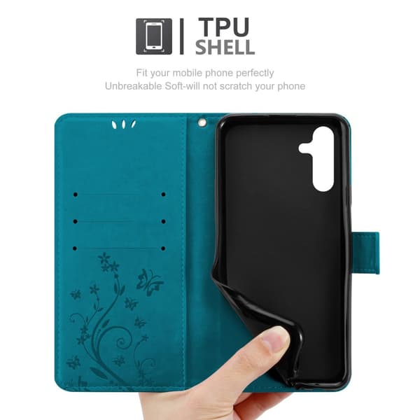Deksel til Samsung Galaxy A04s / A13 5G / M13 5G Lommebokdeksel i blomster design med magnetisk lukking, stativfunksjon og kortplasser