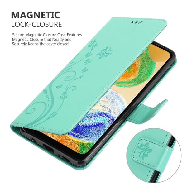 Deksel til Samsung Galaxy A04s / A13 5G / M13 5G Lommebokdeksel i blomster design med magnetisk lukking, stativfunksjon og kortplasser