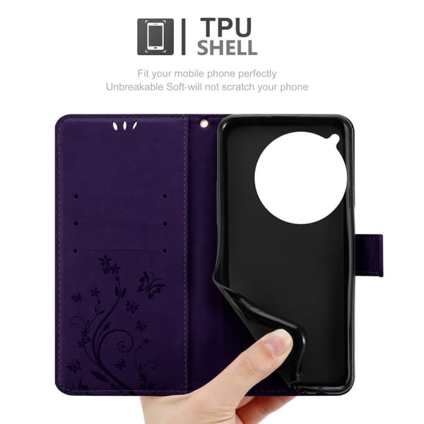OnePlus 12 Skal Fodral i blomdesign Mobilskydd Case Cover med magnetisk stängning, ståfunktion och kortplatser
