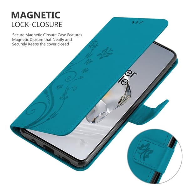 OnePlus 12 Skal Fodral i blomdesign Mobilskydd Case Cover med magnetisk stängning, ståfunktion och kortplatser