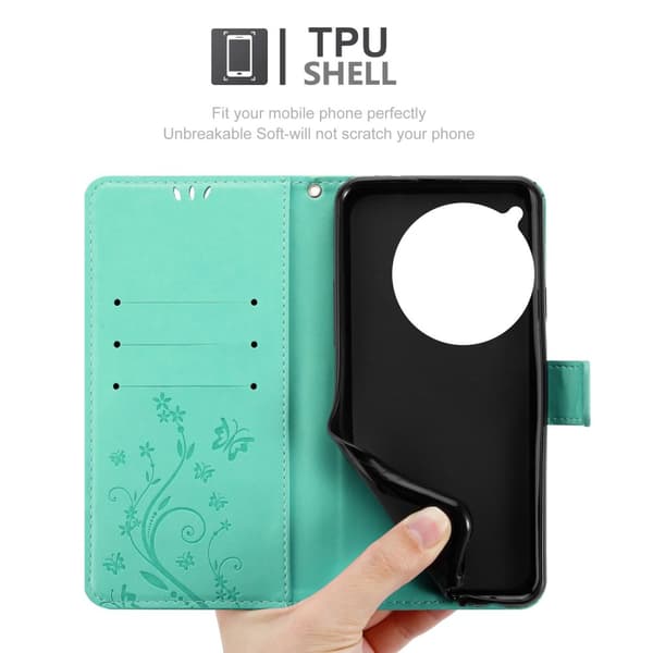 OnePlus 12 Skal Fodral i blomdesign Mobilskydd Case Cover med magnetisk stängning, ståfunktion och kortplatser