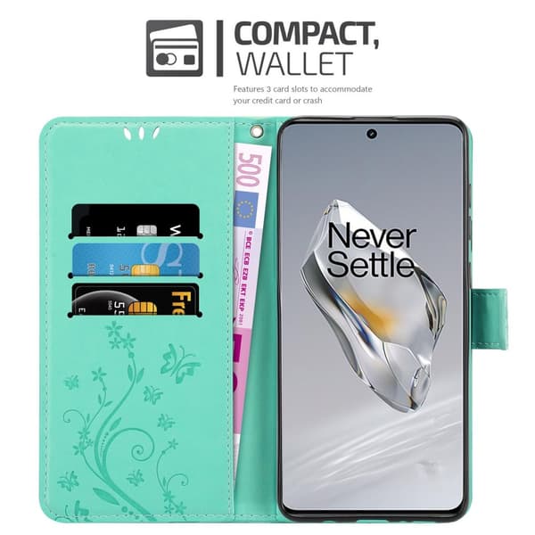 OnePlus 12 Skal Fodral i blomdesign Mobilskydd Case Cover med magnetisk stängning, ståfunktion och kortplatser