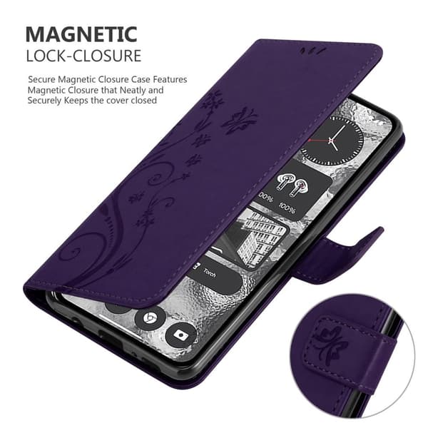 Nothing 2 Skal Fodral i blomdesign Mobilskydd Case Cover med magnetisk stängning, ståfunktion och kortplatser