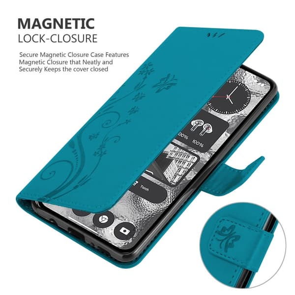 Nothing 2 Skal Fodral i blomdesign Mobilskydd Case Cover med magnetisk stängning, ståfunktion och kortplatser