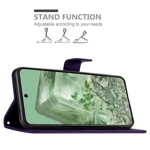 Google Pixel 8 Skal Fodral i blomdesign Mobilskydd Case Cover med magnetisk stängning, ståfunktion och kortplatser