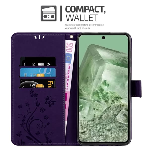 Google Pixel 8 Skal Fodral i blomdesign Mobilskydd Case Cover med magnetisk stängning, ståfunktion och kortplatser