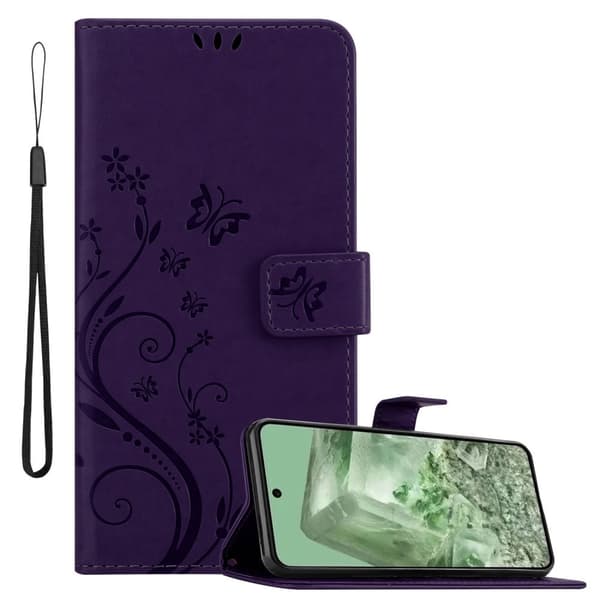 Google Pixel 8 Skal Fodral i blomdesign Mobilskydd Case Cover med magnetisk stängning, ståfunktion och kortplatser