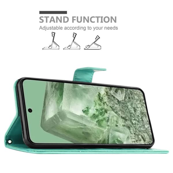 Google Pixel 8 Skal Fodral i blomdesign Mobilskydd Case Cover med magnetisk stängning, ståfunktion och kortplatser