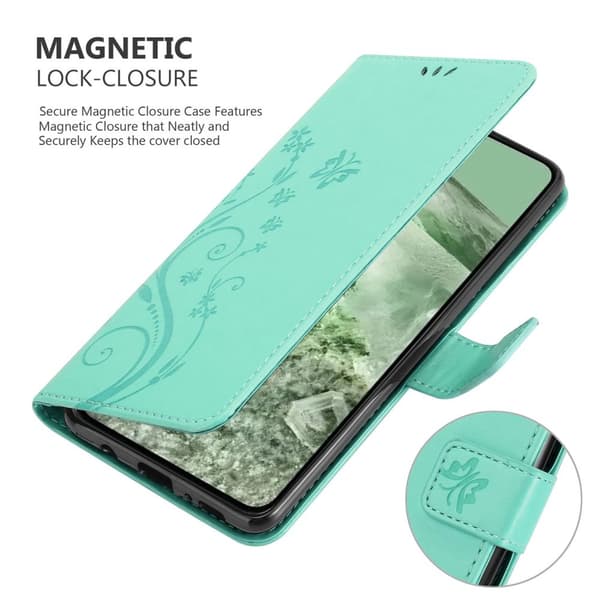 Google Pixel 8 Skal Fodral i blomdesign Mobilskydd Case Cover med magnetisk stängning, ståfunktion och kortplatser