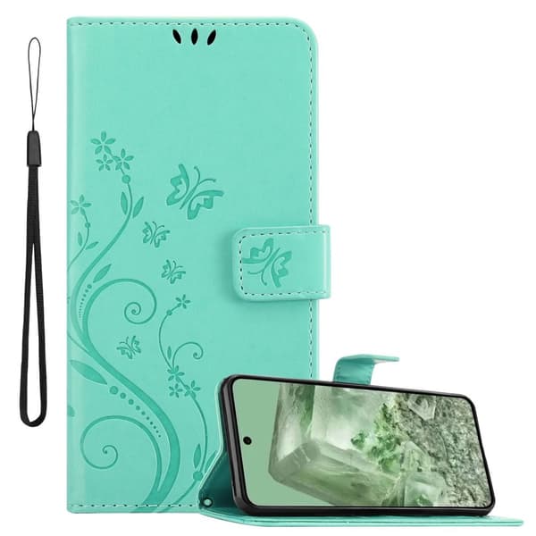 Google Pixel 8 Skal Fodral i blomdesign Mobilskydd Case Cover med magnetisk stängning, ståfunktion och kortplatser