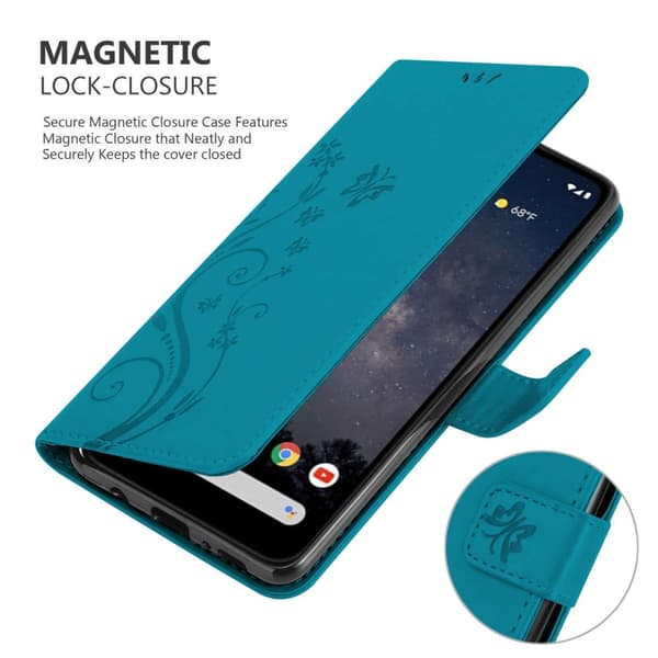 Deksel til Google PIXEL 4A Lommebokdeksel i blomster design med magnetisk lukking, stativfunksjon og kortplasser