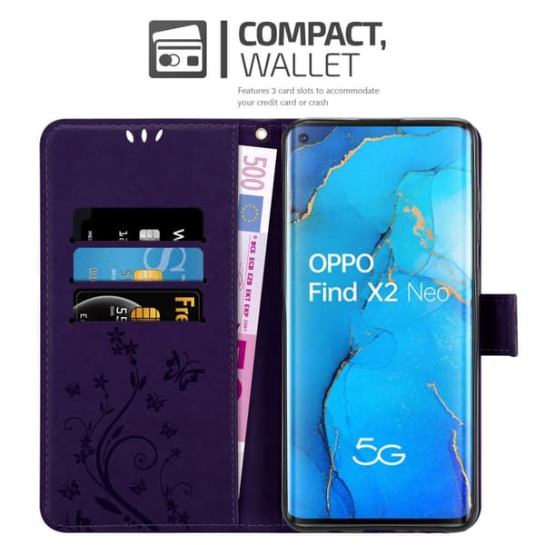 Oppo FIND X2 NEO Pungetui Cover Blomster ()