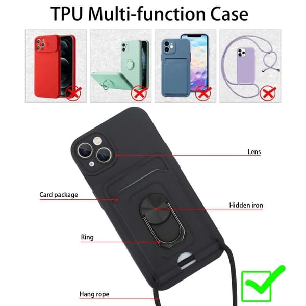 iPhone 14 PLUS Etui Kæde Cover(Sort)