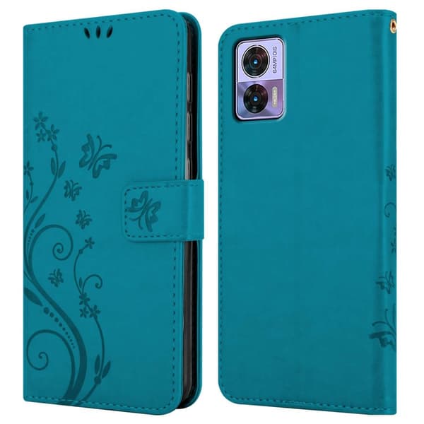 Motorola EDGE 30 NEO Skal Fodral i blomdesign Mobilskydd Case Cover med magnetisk stängning, ståfunktion och kortplatser