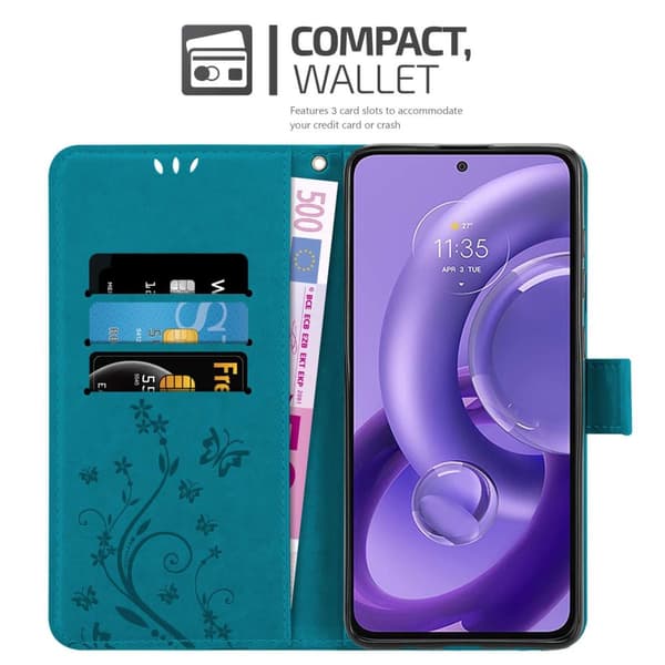 Motorola EDGE 30 NEO Skal Fodral i blomdesign Mobilskydd Case Cover med magnetisk stängning, ståfunktion och kortplatser