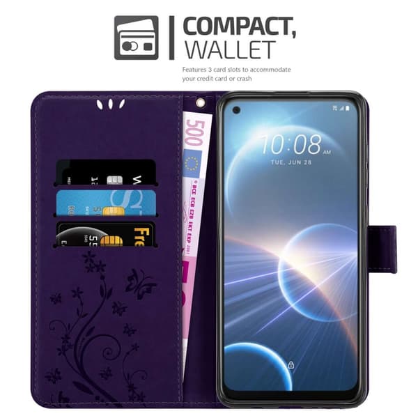 HTC Desire 22 PRO Pungetui Cover Blomster ()