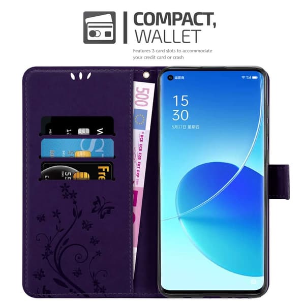 Oppo Reno6 PRO 5G Skal Fodral i blomdesign Mobilskydd Case Cover med magnetisk stängning, ståfunktion och kortplatser