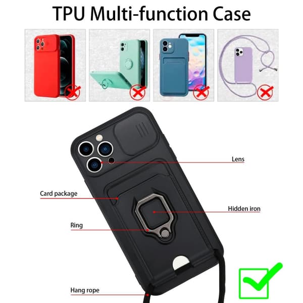 iPhone 13 PRO Etui Kæde Cover(Sort)