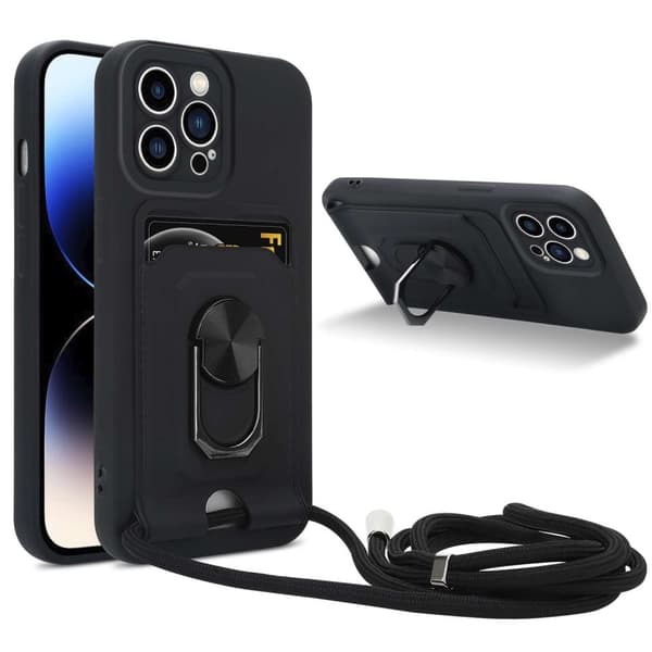 iPhone 14 PRO Deksel Kjede for mobiltelefoner med stativfunksjon