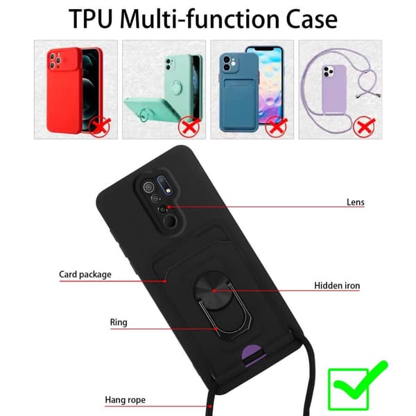 Xiaomi RedMi 9 Etui Kæde Cover(Sort)