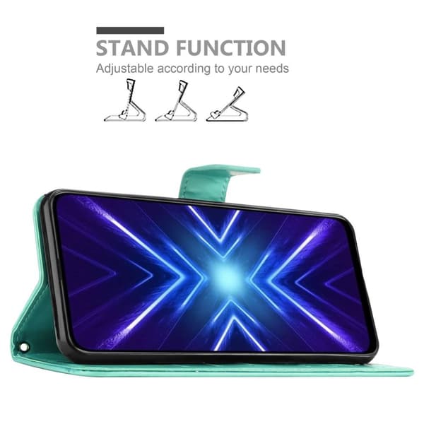Deksel til Honor 9X Lommebokdeksel i blomster design med magnetisk lukking, stativfunksjon og kortplasser
