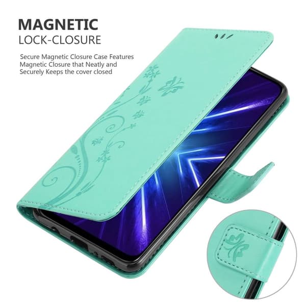 Deksel til Honor 9X Lommebokdeksel i blomster design med magnetisk lukking, stativfunksjon og kortplasser