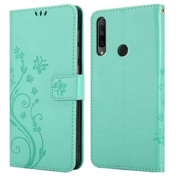 Deksel til Honor 9X Lommebokdeksel i blomster design med magnetisk lukking, stativfunksjon og kortplasser